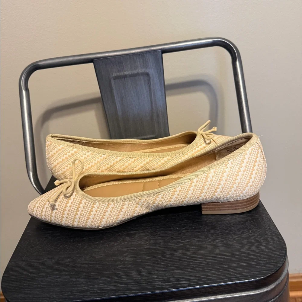 Kelly & Katie Abby Woven Pointed Toe Ballet Flats Bow Tan Beige 11M - Picture 5 of 13